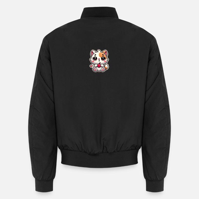 Cute Cat Dream with Cherry - Unisex Bomber Jacket - black