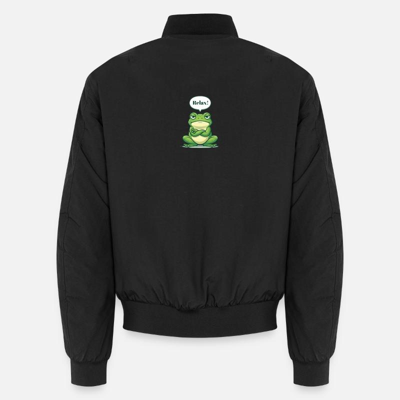 Relax! – Serene frog with attitude - Unisex Bomber Jacket - black