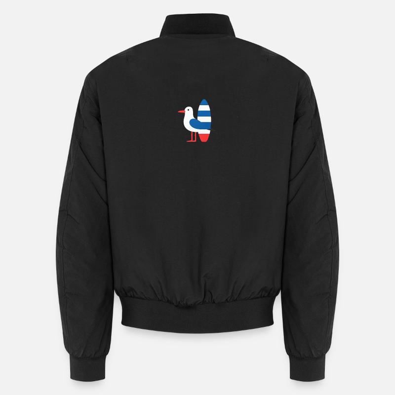 Möwe mit Surfbrett - Unisex Bomberjacke - Schwarz