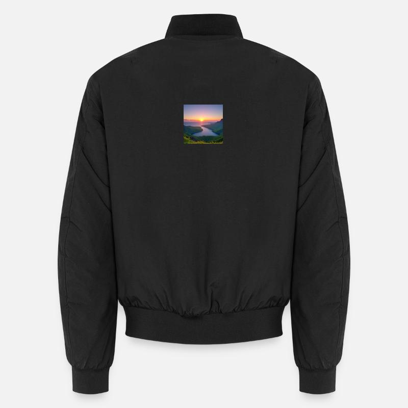 Sunset over the lake valley Unisex Bomber Jacket