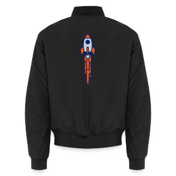 Launching Rocket Silhouette - Unisex Bomber Jacket - black - Back - AI Model Male 185 light (185cm)