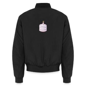 Pastellgeburtstag Kuchen mit Kerze - Unisex Bomberjacke - Schwarz - Hinten - AI Model Male 185 light (185cm)