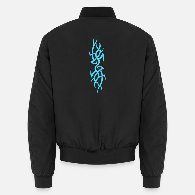 Blue Flame Tribal Pattern - Unisex Bomber Jacket - black