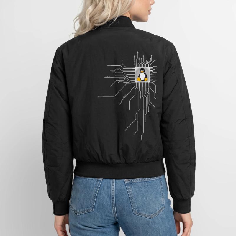 platine Pinguin Core Herz Computer pc Nerd program Unisex Bomberjacke