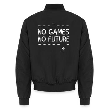 no games no future pixel nerd geek computer pc lol - Unisex Bomberjacke - Schwarz - Hinten - AI Model Male 185 light (185cm)