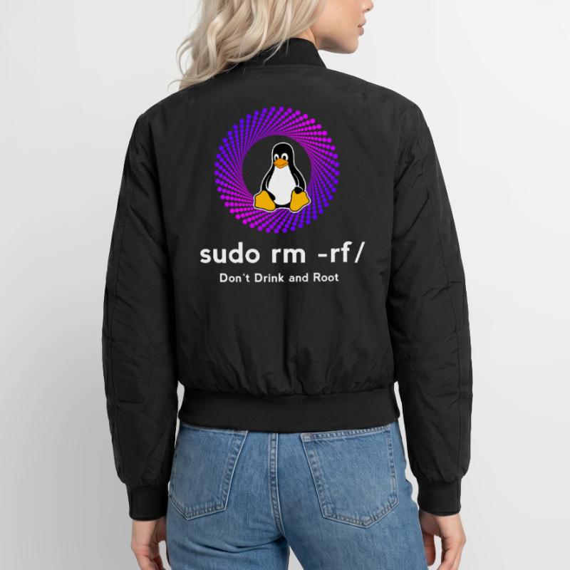 Computer Sys admin Penguin Nerd pc sudo rm -rf cod Unisex Bomber Jacket