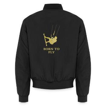 Born To Fly Kitesurfen – Kitesurfer Kite - Unisex Bomberjacke - Schwarz - Hinten - AI Model Male 185 light (185cm)