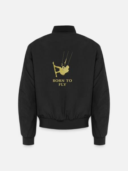 Born To Fly Kitesurfen – Kitesurfer Kite - Unisex Bomberjacke - Schwarz