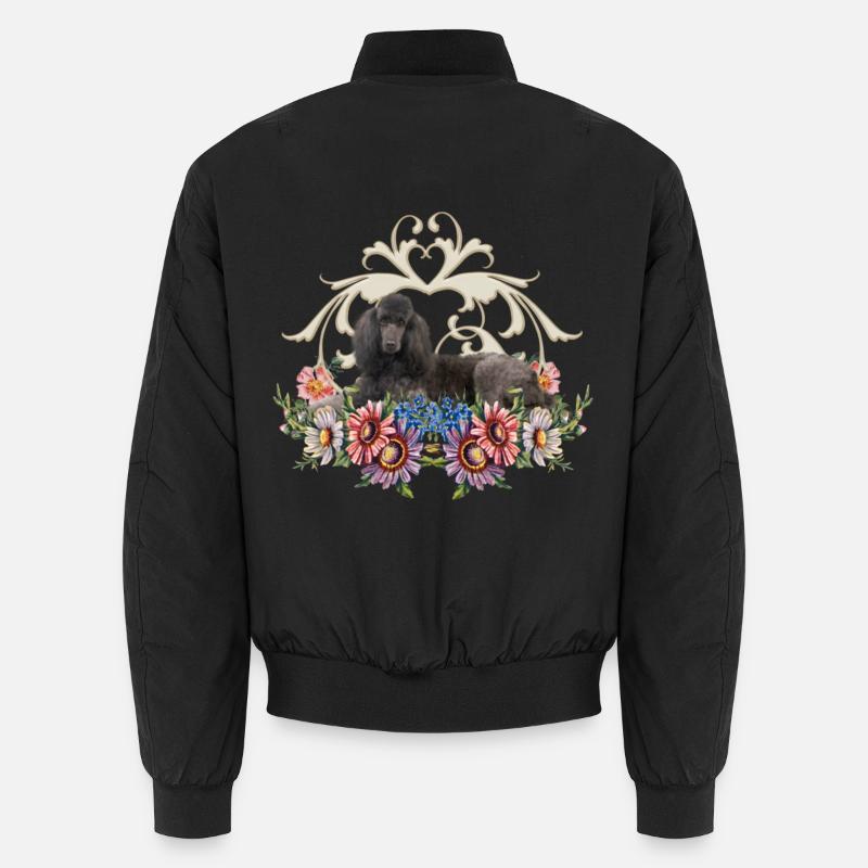 Caniche mignon avec des fleurs Bomber unisexe