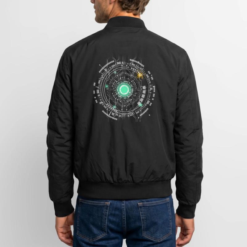 nerd CPU core computer code pc board spaceship Unisex Bomber Jacket