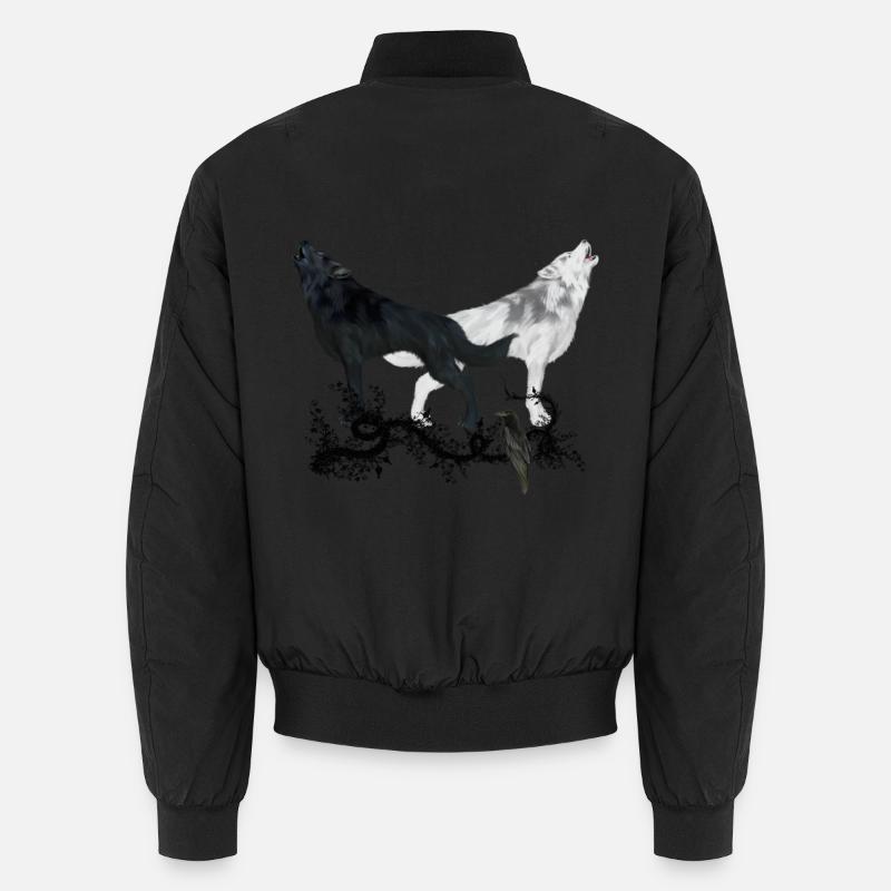 Erstaunlicher Schwarzweiss-Wolf - Unisex Bomberjacke - Schwarz