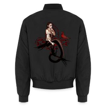 Wunderbare dunkle Meerjungfrau, die in einem Baum sitzt - Unisex Bomberjacke - Schwarz - Hinten - AI Model Male 185 light (185cm)