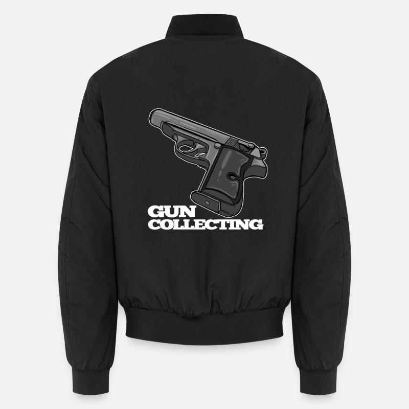 Pistol design with text motif - Unisex Bomber Jacket - black