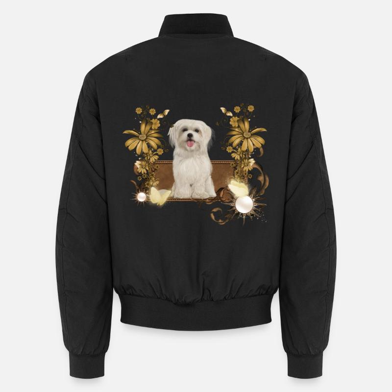 Netter maltesischer Welpe mit Blumen Unisex Bomberjacke