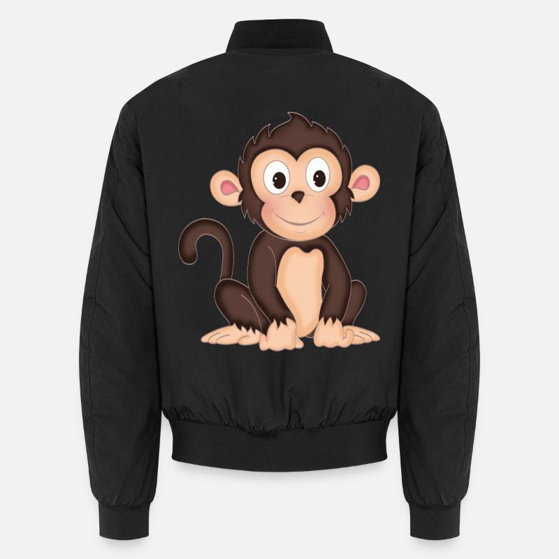 Singe - Singe mignon - design - Bomber unisexe - noir