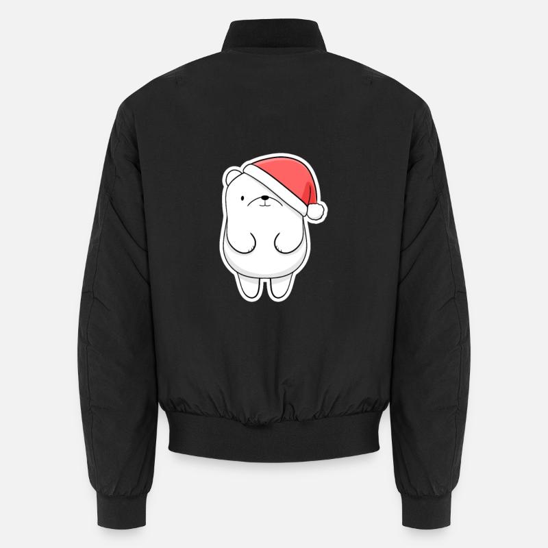 Christmas Bear with Santa Hat Unisex Bomber Jacket