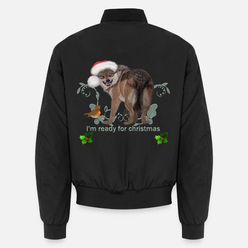 I'm ready for Christmas, funny wolf Unisex Bomber Jacket