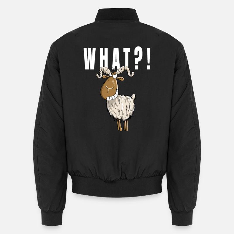 What?! Funny goat - Unisex Bomber Jacket - black