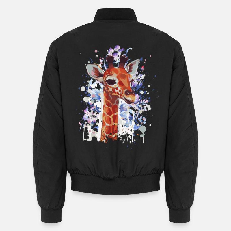 Giraffe - Giraffe Baby - Cool Giraffe - Unisex Bomber Jacket - black