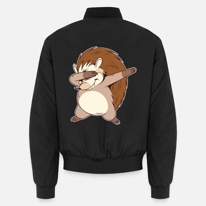 Dabbing hedgehog - Unisex Bomber Jacket - black
