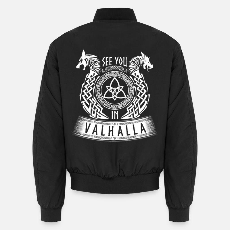 See You In Valhalla Wikinger Germanen Drache Wolf Unisex Bomberjacke