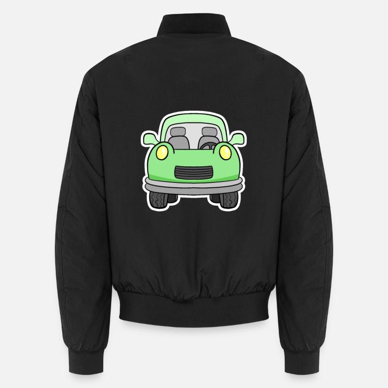 Fröhlicher Grünwagen Frontansicht Unisex Bomberjacke