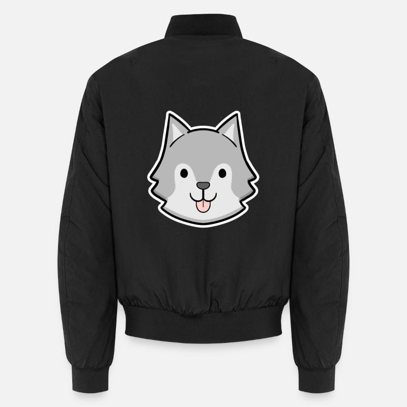 Happy Husky Head Sticker - Unisex Bomber Jacket - black