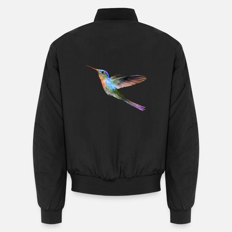 Farbenfroher Kolibri im Flug Unisex Bomberjacke
