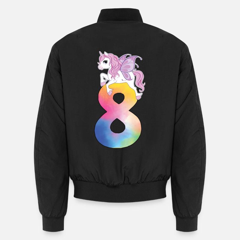 Einhorn mit Regenbogenzahl 8. Geburtstag Unisex Bomberjacke