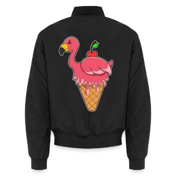 Flamingo Waffeleis - Unisex Bomberjacke - Schwarz - Hinten - AI Model Male 185 light (185cm)
