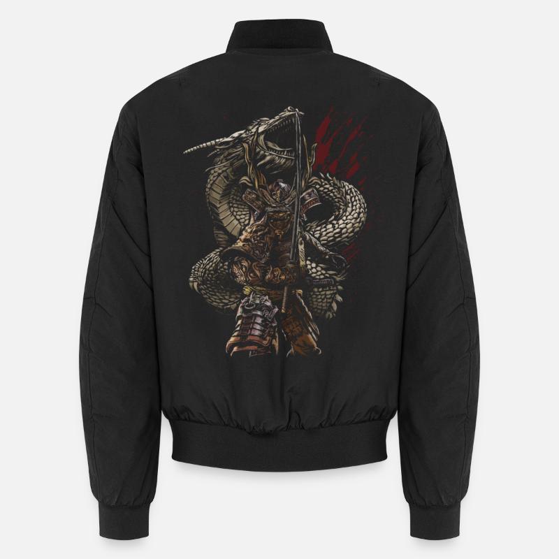 Dragon Guardian Samurai Archer Fantasy - Unisex Bomber Jacket - black