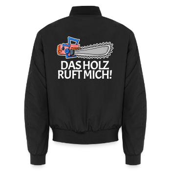 Das Holz ruft mich Kettensäge - Unisex Bomberjacke - Schwarz - Hinten - AI Model Male 185 light (185cm)
