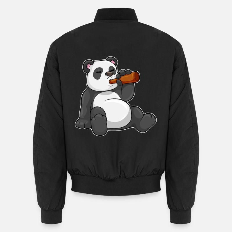 Panda Flasche Bier - Unisex Bomberjacke - Schwarz