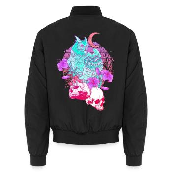 Pastel Goth Tête de mort Hibou Aesthetic Clothes lune - Bomber unisexe - noir - Dos - AI Model Male 185 light (185cm)