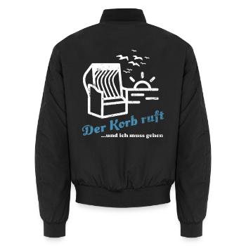 Der Korb ruft - Strandkorb Erholung Strand - Unisex Bomberjacke - Schwarz - Hinten - AI Model Male 185 light (185cm)