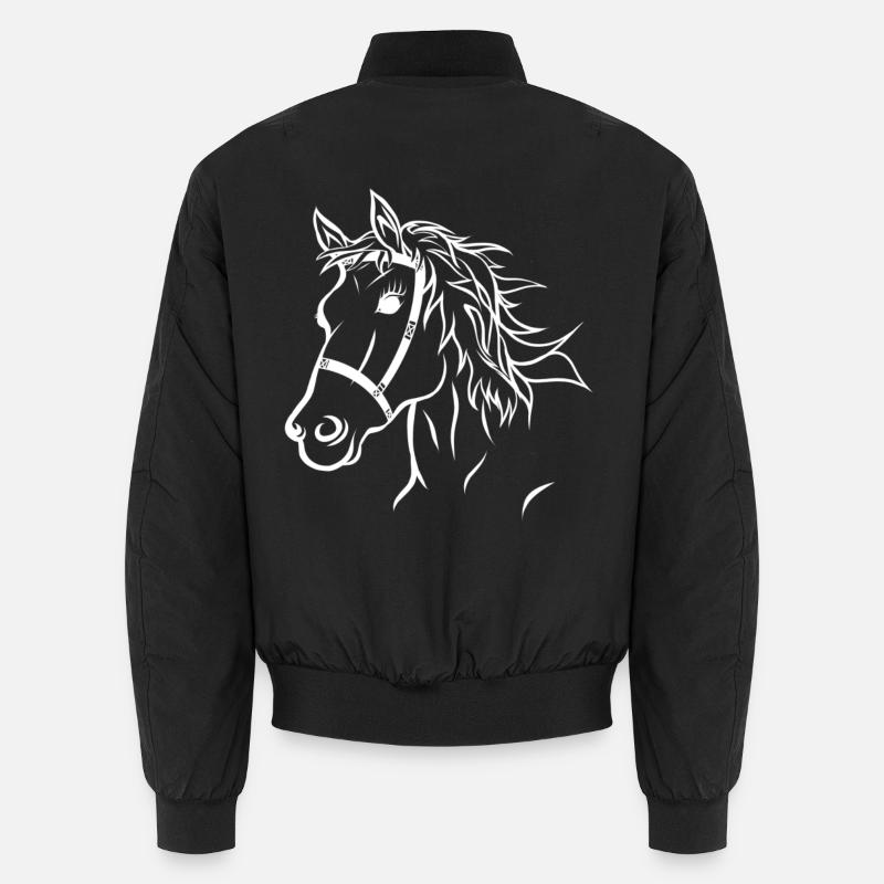 Pferdekopf illustration Pferd - Unisex Bomberjacke - Schwarz