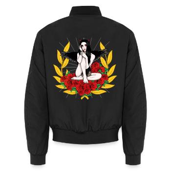 Devilish Devil Woman Satan's Roast Devil - Unisex Bomber Jacket - black - Back - AI Model Male 185 light (185cm)