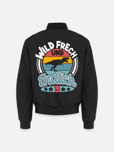 3 Jahre Kindergeburtstag Dino Dinosaurier - Unisex Bomberjacke - Schwarz