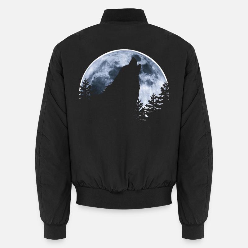 Wolf howls moon - Wolf's silhouette Unisex Bomber Jacket