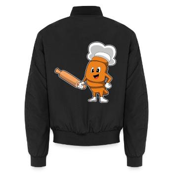 Brot Bäcker Nudelholz Backen - Unisex Bomberjacke - Schwarz - Hinten - AI Model Male 185 light (185cm)
