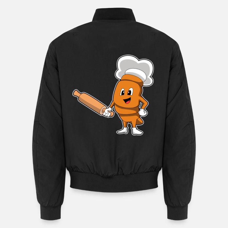 Brot Bäcker Nudelholz Backen - Unisex Bomberjacke - Schwarz
