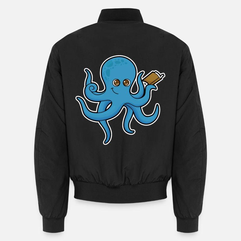 Krake mit Buch - Unisex Bomberjacke - Schwarz