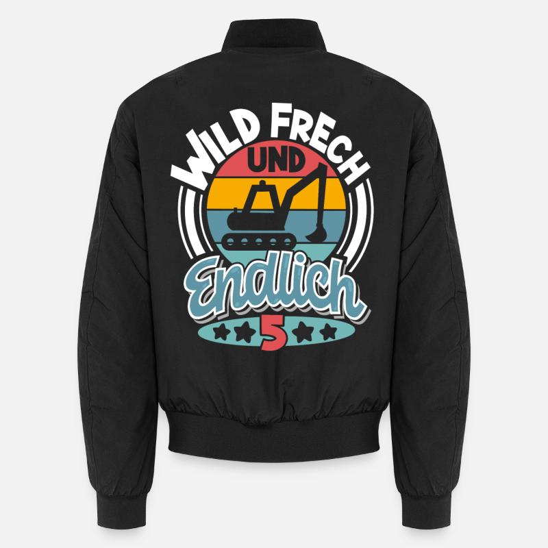 5 Jahre Kindergeburtstag Bagger Unisex Bomberjacke