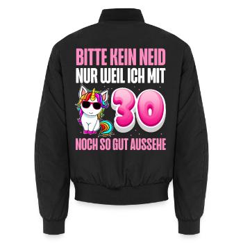 30. Geburtstag frauen Einhorn - Unisex Bomberjacke - Schwarz - Hinten - AI Model Male 185 light (185cm)