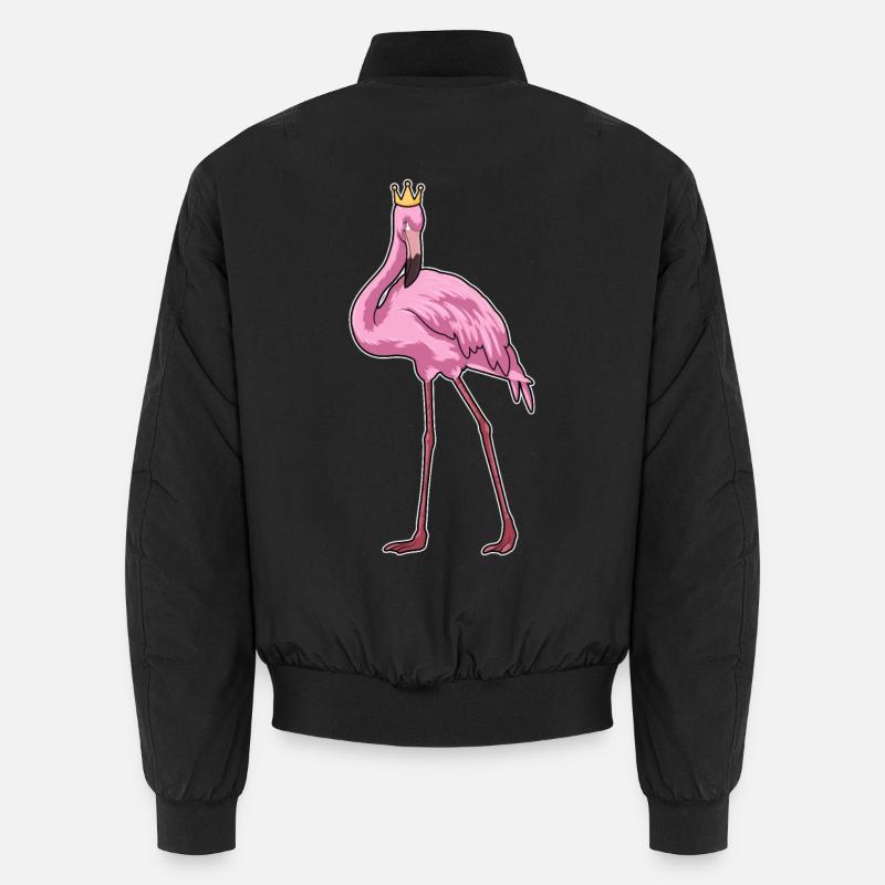 Flamant rose avec couronne - Bomber unisexe - noir