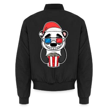 Noël Panda Bear Popcorn Cinéma - Bomber unisexe - noir - Dos - AI Model Male 185 light (185cm)