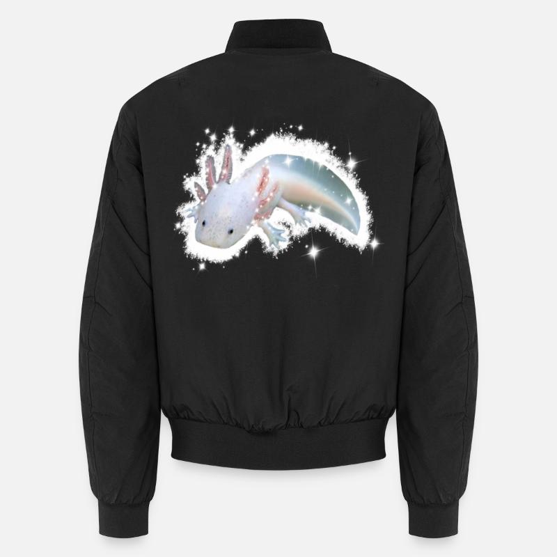 white axolotl - Unisex Bomber Jacket - black