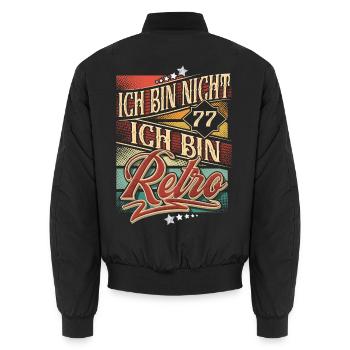 77. Geburtstag 77 Jahre Retro Vintage - Unisex Bomberjacke - Schwarz - Hinten - AI Model Male 185 light (185cm)