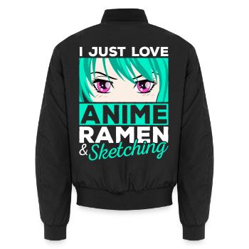 Ich Liebe Einfach Anime Ramen Sketching Manga Gift - Unisex Bomberjacke - Schwarz - Hinten - AI Model Male 185 light (185cm)