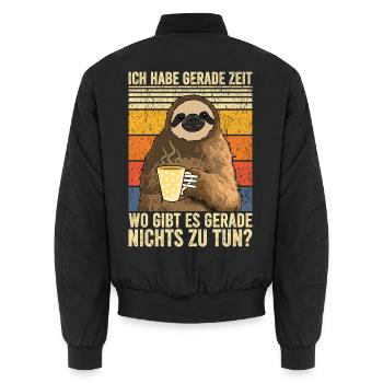 Ich Habe Jetzt Zeit Faultier Kaffee Arbeitskollege - Unisex Bomberjacke - Schwarz - Hinten - AI Model Male 185 light (185cm)